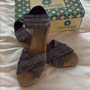 CHARLESTON SHOE CO. Denum Criss-Cross Sandals. Worn only once!